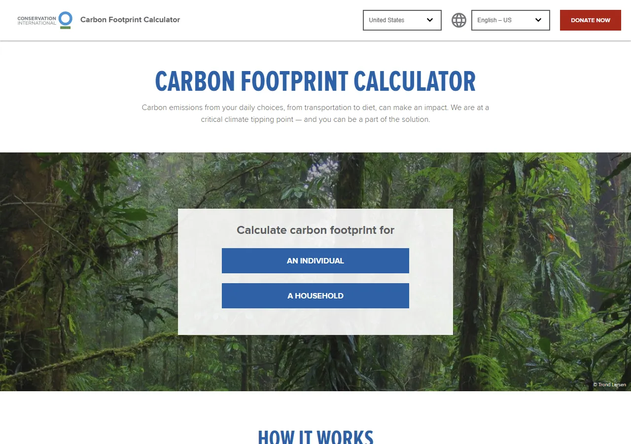 Conservation International Carbon Footprint Calculator preview