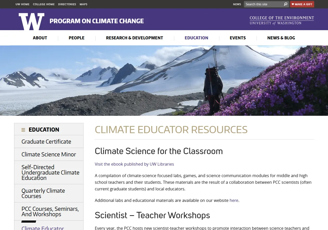 University of Washington (UW) College of the Environment: Program on Climate Change (PCC) preview