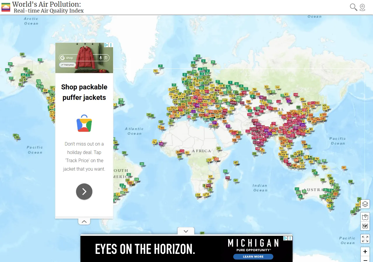 World Air Quality Index Project (WAQI) preview